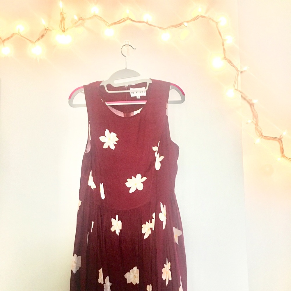 Red Floral Midi Dress